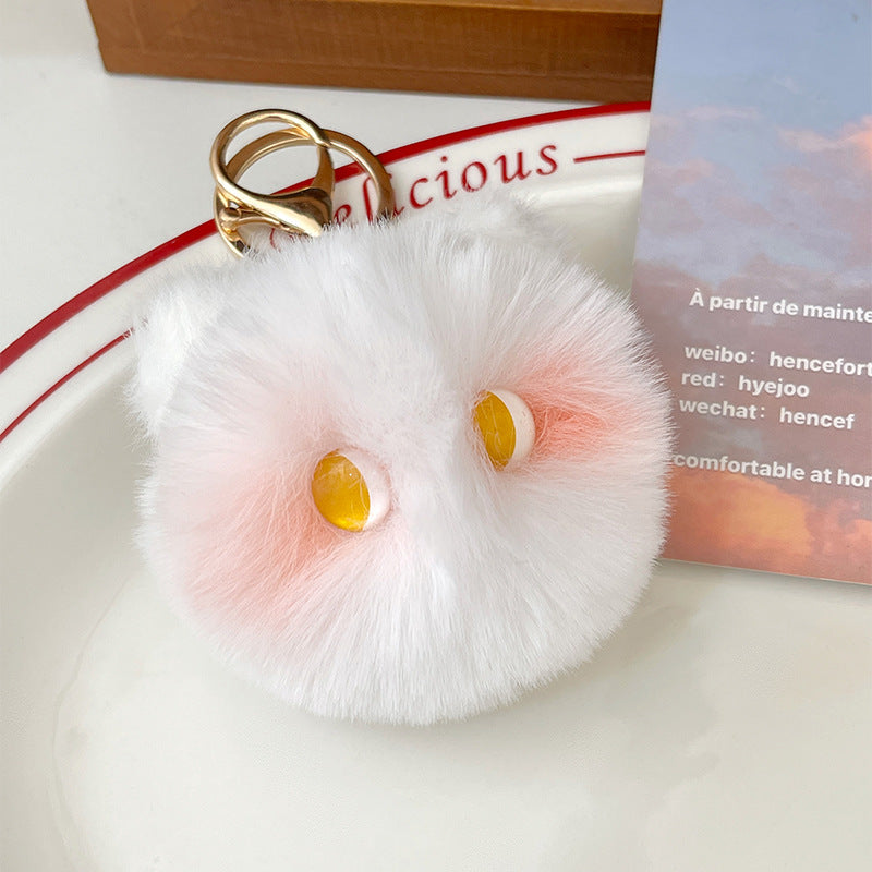 Wholesale Cute Plush Powder Blusher Cat Alloy Keychains